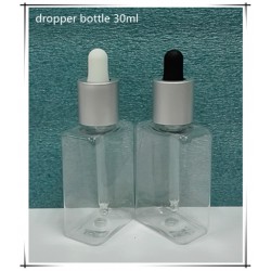 方形 PET30ML滴管瓶 鍍銀旋蓋，黑白膠頭，大量現(xiàn)貨